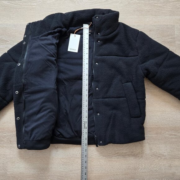 Sherpa Puffer Jacket Quince Size Medium New With Tags Retro Black MSRP $90 - Picture 4 of 16